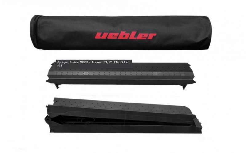 <p>- De Uebler oprijgoot vergemakkelijkt het op de drager plaatsen van uw e-bike<br />
- Met doorrijgoot tussen voor- en achterwiel<br />
- Deelbaar en incl. opbergtas</p>